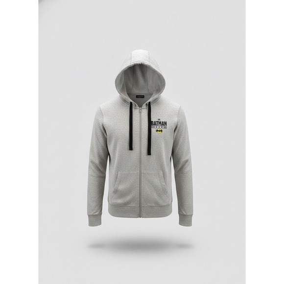 Running Man Other - Running Man Batman Run Mens Gray Full Zip Hoodie Lightweight Tri-Blend Large